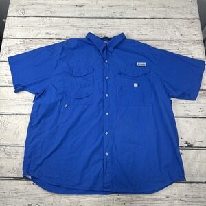 Columbia PFG Super Bonehead Men's Shirt Sz 3XT Blue Fishing 3X Tall Short Sleeve